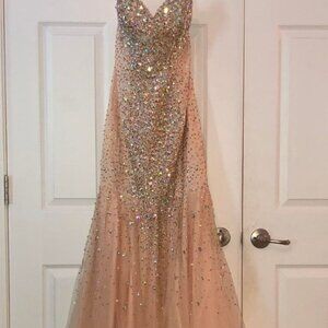 Blush pink/ nude mermaid gown Terani Couture Size 4